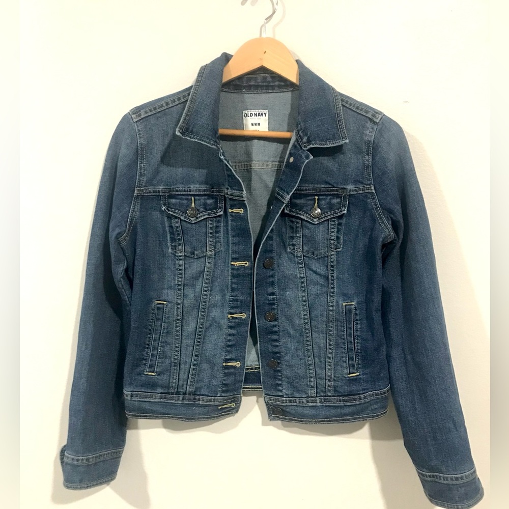 Old Navy Classic Blue Denim Jacket Button Down Cropped Size M